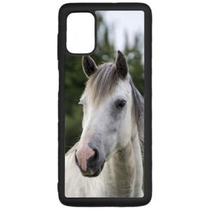 FunKaz Coque pour Samsung Galaxy M51 - d&eacute;cor T&ecirc;te de Cheval Blanc - Coque Noire TPU (ECOCAPS, neuf)