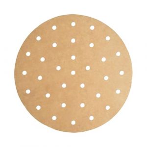 Lot de 100 Papier Sulfurisé pour Air Fryer de 18cm, Perforé Papier Cuisson Air Fryer, Rond, Non Blanchi, Papier Air Fryer pour Four en Micro-ondes, Airfryer Papier Cuisson Brun (TopHomer, neuf)