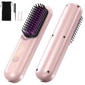 Anluomania Brosse Lissante Sans Fil, Brosse Lissante 20 Millions d'ions N&eacute;gatifs, Mini Lisseur Sans Fil Rechargeable, Brosse Chauffante Portable, C&uuml;ramique Peigne Lissant une, Fer &agrave; Lisser 160-230℃ (IGALA MARKET S.R.L., neuf)