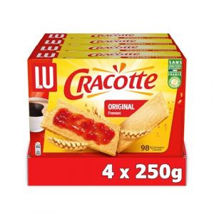 LU CRACOTTE - 4 Boîtes de Cracotte Froment - Cracotte Croustillante aux Céréales - Biscuits Gourmand Petit Déjeuner - Fabriqué en France - Lot de 4x250g (Plaisir & Snacking, neuf)
