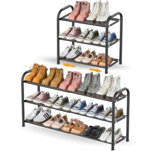 YAMAIDUO Étagère à Chaussures 3 Niveaux, Extensible Porte Chaussures en Métal Réglable de 43 à 78 cm, Rangement Chaussure pour 6-12 Paires de Shoes, Shoe Rack pour Entrée Placard Garage Couloir (STORE TENCA FILIPPO S.R.L., neuf)