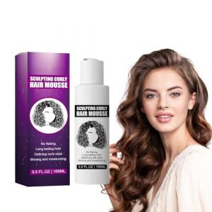 Sculpting Curly Hair Mousse, Creme Coiffante Femme pour Cheveux, Mousse Volume Pour Cheveux Boucl&eacute;s Curl Boost Defining Cream, Produits de coiffage des Boucles, Hydrate & Nourrit, D&eacute;finit les Boucles (XiaoF-EU, neuf)