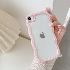QLTYPRI Compatible avec iPhone 7/iPhone 8 Étui, Coque de Protection Transparente Esthétique pour Femme Fille Design Vague Mignonne Housse Fine pour iPhone SE 2020/SE 2022 5G Case - Rose (zhihen, neuf)