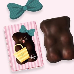 Ourson Guimauve XL | Guimauve Vanille enrobé de Chocolat Lait ou Noir | Anniversaire Remerciement Fête des Pères Plaisir d'offrir Saint Valentin Fête des Mères Pâques Noël (Sac, Chocolat Noir) (CHOCODIC Maître artisan chocolatier depuis 1995, neuf)