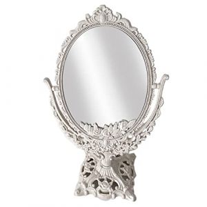Miroir de table ovale miroir de maquillage pivotant vintage avec d&eacute;coration ancuelle pour la salle bain... (Xoulovepe, neuf)