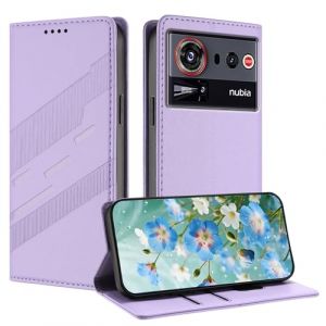 TAUYN Housse Folio en Cuir pour ZTE Nubia Z80 Ultra, Premium PU/TPU Cuir Portefeuille Etui Housse, avec Fentes pour Cartes, Fermeture Magn&eacute;tique, Antichoc Flip Case Cover. Violet Clair (Kuaigu, neuf)