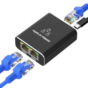 Switch Ethernet 2 Port, RJ45 Splitter 1000 Mbps, Gigabit Switch Ethernet RJ45 1 à 2 LAN Splitter pour Ordinateur, Hub, Commutateur, Routeur, Décodeur, Télévision Numérique, sans POE (HANYUE-EU, neuf)