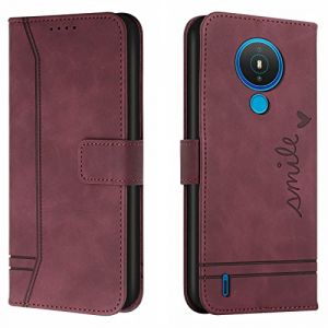 Lihondar Coque pour Nokia 1.4, Etui Portefeuille Nokia 1.4, Protection Portefeuille Etui &agrave; Rabat Housse en Cuir PU avec [Antichoc TPU] [Fermoir Magn&eacute;tique] Flip Pochette Housse pour Nokia 1.4 (Rouge) (LiHondar, neuf)