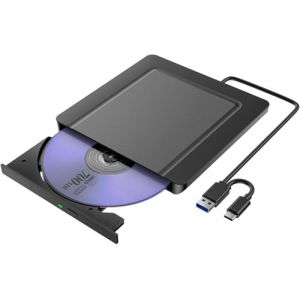 Lecteur CD DVD Externe, Lecteur CD DVD +/-RW USB 3.0 Portable, graveur de CD, Lecteur de Disque Externe Compatible avec Ordinateur Portable de Bureau, Mac, Windows 11/10/8/7 (Ultra Mince) (ELGATOR, neuf)