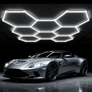 LIROPAU Luminaire de Garage &agrave; LED en nid d'abeille 8-Hex, 280W 6500K Plafonnier LED Hexagonal pour Garage, 39200LM, DIY D&eacute;formable Hexagonal pour Atelier, Entrep&ocirc;t, Sous-Sol, Salle de Sport (WHKCLTDD, neuf)