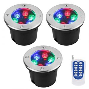 3PCS Spot LED Piscine Encastrable - RGB Spot LED Fontaine, Projecteur Encastr&eacute; &Agrave; T&eacute;l&eacute;commande RF &Eacute;tanche IP68, Projecteur De Jardin En Acier Inoxydable, Pour Terrasse De Piscine D'&eacute;tang(3W,12V) (MEISHI MEIKE, neuf)