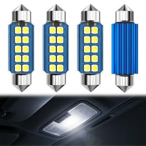 Lot de 4 Ampoule LED Plafonnier Voiture 578 Feston 41-42 mm 12V 6000K Blanc 500LM Haute Luminosit&eacute;, sans erreur Canbus, pour D&ocirc;me, Coffre, Porti&egrave;re et Ampoule Plaque Immatriculation, 211-1 211-2 (GeBinXuLi, neuf)