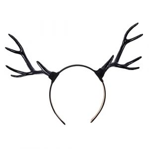 FRCOLOR -tête en bois de Noël bandeau en bois de cerf bandeau de cerf couvre-chef de Noël cornes cosplay hair charms hair toppers articles de fête bandeau décoratif résine Black (Laners, neuf)