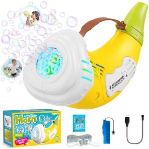 Machine &agrave; Bulles，2in1 Trompette Jouet a Bulles Rechargeable Automatique/Soufflage de Bulles Mode ，Pistolet a Bulle pour Enfants 3 4 5 6 Anniversaire/f&ecirc;te/Jeux Exterieur/No&euml;l(Jaune) (Rincan, neuf)