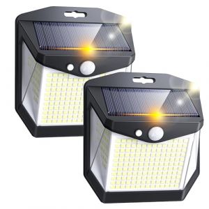 Lampe Solaire Exterieur Mouvement Détecteur: 248 LED Lampe Spot Solaire Extérieur Détecteur de Mouvement 3 Modes Exterieures Jardin Projecteur Solaires 270° Eclairage pour Patio Garage Lot de 2 (LPEU-001, neuf)