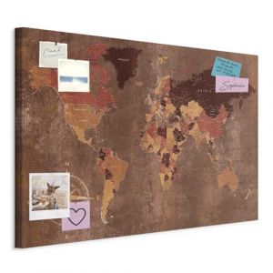murando - Tableau à Épingles et Peinture sur Toile Combinés 120x80 cm - Avec Crochets Clous et Punaises Argentées - Panneau en Fibres pour Notes et Affichage - Carte du monde k-A-0057-v-c (murando, neuf)