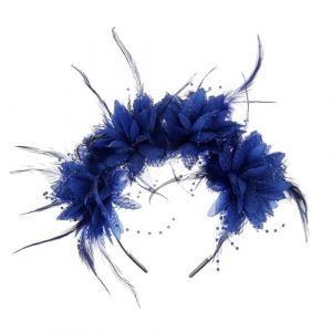 Écharpe Plume Rose à plumes avec couronne florale, style gothique, couvre- élégant pour filles et femmes, costume d'Halloween, fête du thé Chien Dressage (Blue, One Size) (Binai maoyi, neuf)
