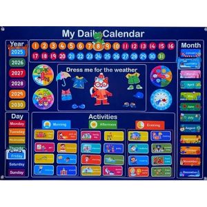 Semainier enfant - Calendrier &eacute;ducatif salle de classe - Apprentissage de l'anglais - Emploi du temps visuel Montessori pour enfants - Outil d&rsquo;autonomie et d&rsquo;organisation - Id&eacute;al pour routine (AmberOne, neuf)