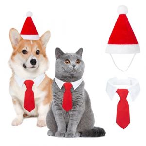 MELLIEX 2 Pi&egrave;ces Costume de No&euml;l pour Chien Chat, Ensemble de Chapeau Cravate de Chien de No&euml;l R&eacute;glable pour Animaux de Compagnie（Petit） (Pailey, neuf)