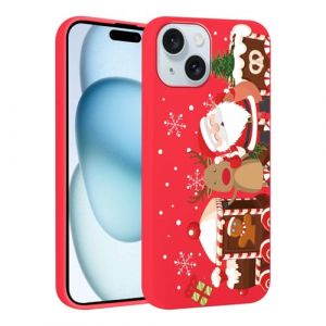 Vxinvnoi No&euml;l Coque pour iPhone 15, Etui en Rouge Silicone avec Collection Noel Dessin Anim&eacute; Motif Housse, Antichoc TPU Souple Bumper Protection Case pour iPhone 15 6,1", P&egrave;re No&euml;l (FORSALOR TRADING, neuf)