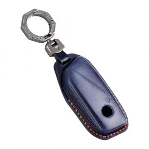 OFF WE GO Coque de Clé Etui Cles en Cuir Boitier Clé de Voiture pour BMW X1 X4M X5 X6 X7 2er 3er 5er 7er iX/i4/i7 XM Voiture Clé à Télécommande Protecteur avec Porte-clés Accessoire clé Voiture, Bleu (OFF WE GO, neuf)