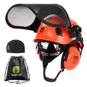 GREEN DEVIL Casque de protection pour tron&ccedil;onneuse foresti&egrave;re - Certifi&eacute; EN397 - Syst&egrave;me 5 en 1 avec protection faciale en maille, visi&egrave;re int&eacute;gr&eacute;e et protections auditives - Ventil&eacute;, pour l'abattage (GreenDevil Safety, neuf)