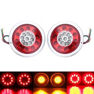 Feux arri&egrave;re, HEHEMM Feux arri&egrave;re ronds &agrave; 19 LED avec clignotant, feux de freinage jaune et rouge pour camion, remorque, camionnette, feu stop, signal de freinage, signal de clignotant 10-30V (lot de (HEHEMM, neuf)