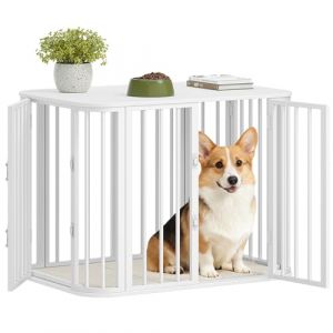 Hzuaneri Cage pour Chien, Cages d'intérieur avec Coussin, Design Moderne à Portes Multiples, Table d'appoint en Bois, Convient aux Chiens de Petite et Moyenne Taille, Blanc 80 x 55 x 61,5 cm DFC87713W (Hzuaneri FR, neuf)