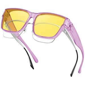 Nlieanuc Polaris&eacute;es Surlunettes Conduite de Nuit - Surlunettes de Soleil Verre Jaune Anti-&eacute;blouissement Lunette Vision Nocturne pour Homme Femme (Transparent Violet Jaune) (LeadX, neuf)