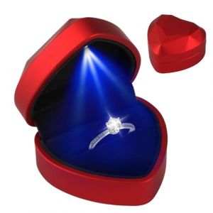 Bo&icirc;te &agrave; Bague en Velours, &Eacute;crin Bague Forme C&oelig;ur avec Lumi&egrave;re LED Alliance Mariage avec Int&eacute;rieur Fian&ccedil;ailles Bo&icirc;te &agrave; Anneau pour Mariage Saint-Valentin Demande en mariage Fian&ccedil;ailles (LiYouZhiXiang, neuf)