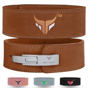 Mytra Fusion ceinture musculation 100% Cuir Véritable ceinture leste musculation Blanc Levier, ceinture de musculation Powerlifting ceinture musculation homme and femme (Brown, M) (farabi sports, neuf)