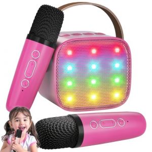 Ankuka Micro Karaoke Enfant sans Fil avec 2 Micro, Portable Karaoké Bluetooth avec Magique Voix Change et LED Lumière Qualité Sonore HiFi Mini Microphone Karaoké Complet pour Enfant Adult Fille Rouge (Haoyujia, neuf)