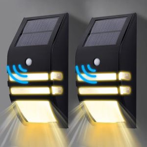 LED Applique Murale Extérieur avec Détecteur de Mouvement 2 Pièces Lampe Solaire Extérieur IP65 Imperméable Lumière Solaire pour Cour Jardin Terrasse Mur Pathway Patio Villa Couloir Éclairage 3000K (Partn, neuf)