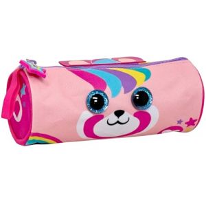 Trousse Scolaire 3D Ronde pour Enfant &ndash; &Eacute;tui Rose 21x8 cm avec Fermeture &eacute;clair &ndash; Cadeau pour Fille &ndash; &eacute;cole Primaire (CP &agrave; 6e) &ndash; Julian Ross Panda Licorne (clondo, neuf)