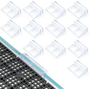 LINLAN 10mm 12 Pi&egrave;ces Supports de Couvercle d'Aquarium, Attaches de Couvercle en Acrylique pour Aquariums sans Cadre | Porte-Couvercle &Eacute;tanche avec Clips de Fixation (LINLAN Aquarium, neuf)