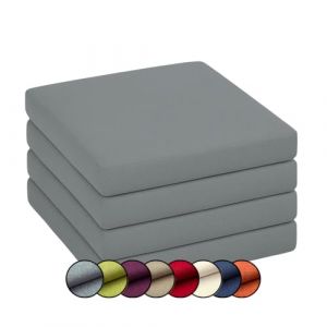 chilly pilley Coussin De Chaise Coussin Assise Housse Amovible avec Zip Ensemble De Coussin De Jardin (4er Set 45x45x5, Argent) (chillypilley, neuf)