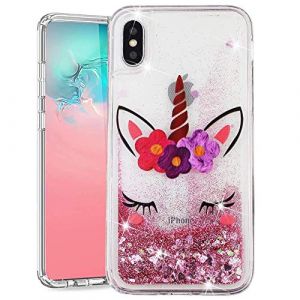 Paillette Liquide Coque pour Samsung Galaxy A40, 3D Glitter Brillant Sable Mouvant &Eacute;tui Souple Transparente Silicone TPU Gel Antichoc Housse de Protection pour Galaxy A40,XY Unicorn (LEMAXELERS, neuf)