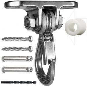 WWFFEN Crochet de Plafond pour Fauteuil Suspendu, en Acier Inoxydable, pivotant &agrave; 180&deg;, Silencieux, Charge maximale : 363 kg, Crochet de Plafond pour plafonds en b&eacute;ton et poutres en Bois, pour hamacs (WWFFEN, neuf)