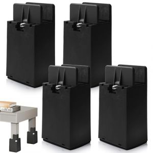 Lot de 4 rehausseurs de meubles de 10 cm avec pince &agrave; vis r&eacute;glables pour pieds de chaise carr&eacute;s de 10 &agrave; 37 mm de large - Pour lit, canap&eacute;, bureau, armoire, table - Rehausseurs de meubles - Charge (MOTTIA FACING LIMITED, neuf)