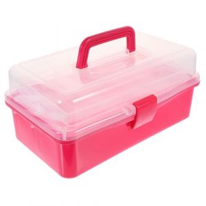 VICASKY Bo&icirc;te de Rangement Portable en Plastique Translucide Rose Fuchsia Multifonction pour Outils de Nail Art et Beaut&eacute; L&eacute;g&egrave;re Poign&eacute;e pour Usage Professionnel et Domestique (Covenant of Nauru, neuf)