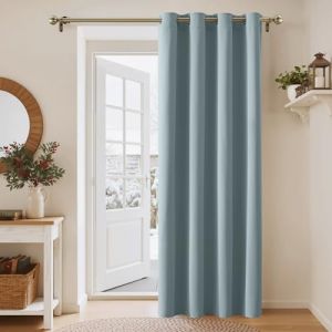 PONY DANCE Rideau &agrave; Oeillets D&eacute;coration de Fen&ecirc;tre Isolation Thermique Barri&egrave;re &agrave; l'&eacute;nergie Solaire Rayon UV pour Chambre, Largeur 132 x Hauteur 210cm, Lot de 1, Gris-Bleu (RYB HOME EU, neuf)