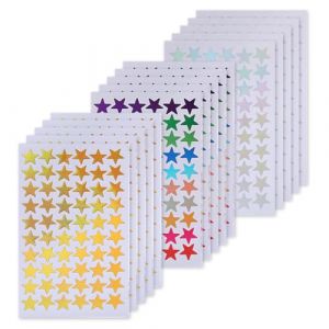 IEBTAWN 900 Pièces/15 Feuilles Gommettes Étoiles Autocollantes, Étoiles Dorées Et Argentées, Autocollants De Récompense Pour Enfants, Étudiants Et Enseignants, Diy Scrapbooking, Décoration Brillante (WANG HE DE DIAN, neuf)