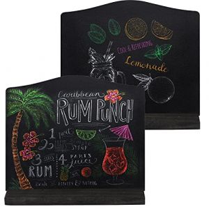 Mini Tableau Noir 2 PCS, Petit Message Tableau Noir Rétro, Panneaux d'Affichage Petite Ardoise Craie avec Support, Double Face Tableau de Message, pour Mémo Mariage Étiquette Alimentaire (xhyek213na, neuf)