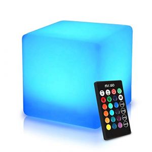 MR.GO 16" LED Cube Lumineux Lampe d'ambiance, RGB Changeant de Couleur Cube Tabouret Étanche Siège Cube avec Télécommande, 16 Couleurs, Graduable & Rechargeable Veilleuse pour Décor (Mr.Go, neuf)