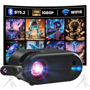 Mini Vid&eacute;oprojecteur avec Tr&eacute;pied 1080p avec WiFi Bluetooth Projecteur Portable, Compatible avec HDMI, Smartphone, USB, TV Stick, Accueil Ext&eacute;rieur Chambre &agrave; Coucher Projecteur,Noir (A Global Direct, neuf)