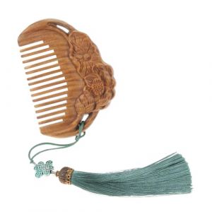 SOIMISS Peigne En Bois De Santal Vert Graver Peigne De Coiffure Naturel Buis Peigne à Cheveux Sandale Doux Peigne De Massage En Bois De Santal Floral Sculpté Peignes à Cheveux Décoratifs (Star-wish, neuf)