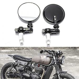 JMTBNO Rétroviseurs Moto Embout de Guidon Rétroviseur 7/8" 22mm Noir Pliable Latéraux Miroirs Universel pour Sportbike Dirt Bike Cruiser Chopper Cafe Racer Scooter (Shapeviva, neuf)
