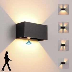 Applique Murale int&eacute;rieur/Ext&eacute;rieur avec D&eacute;tecteur de Mouvement，LED 24W Moderne Luminaire Murale,&Eacute;clairage Mural Etanche IP65 3000K blanc chaud,Appliques Murales avec Angle de Faisceau R&eacute;glable,Noir (KUKAK Lighting, neuf)
