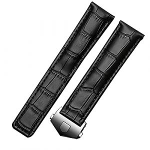 FOUUA Bracelet de Montre Noir Brun Bracelet de Montre en Cuir V&eacute;ritable Fa&ccedil;on Crocodile 19mm 20mm 22mm Compatible avec les montres Tag Heuer (NUCCE, neuf)