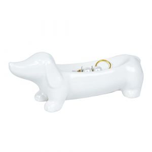 YOBRO Plateau à bijoux en céramique teckel pour bijoux et clés – Mini plat décoratif, cadeau pour amoureux des chiens, organisateur de bague de fiançailles (blanc) (YOBRO GIFTS EU, neuf)
